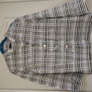 Jones New York Monochrome Checkered Blouse